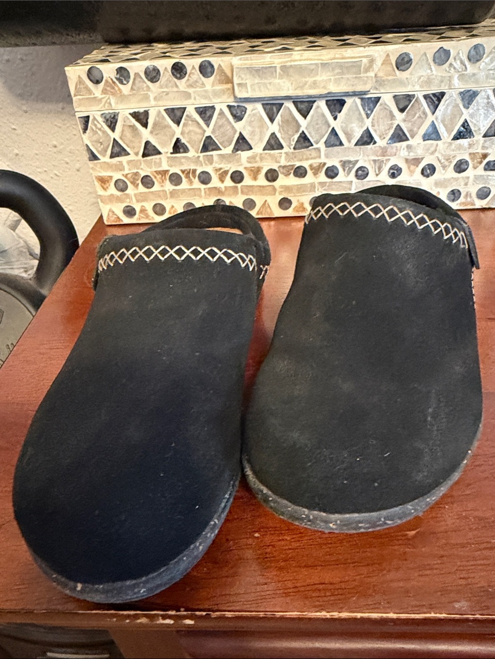 Clarks Black Slip-On Suede Clogs